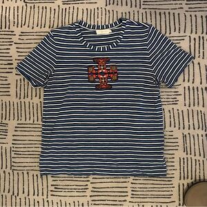 Tory Burch Navy and White Striped Women’s Tee